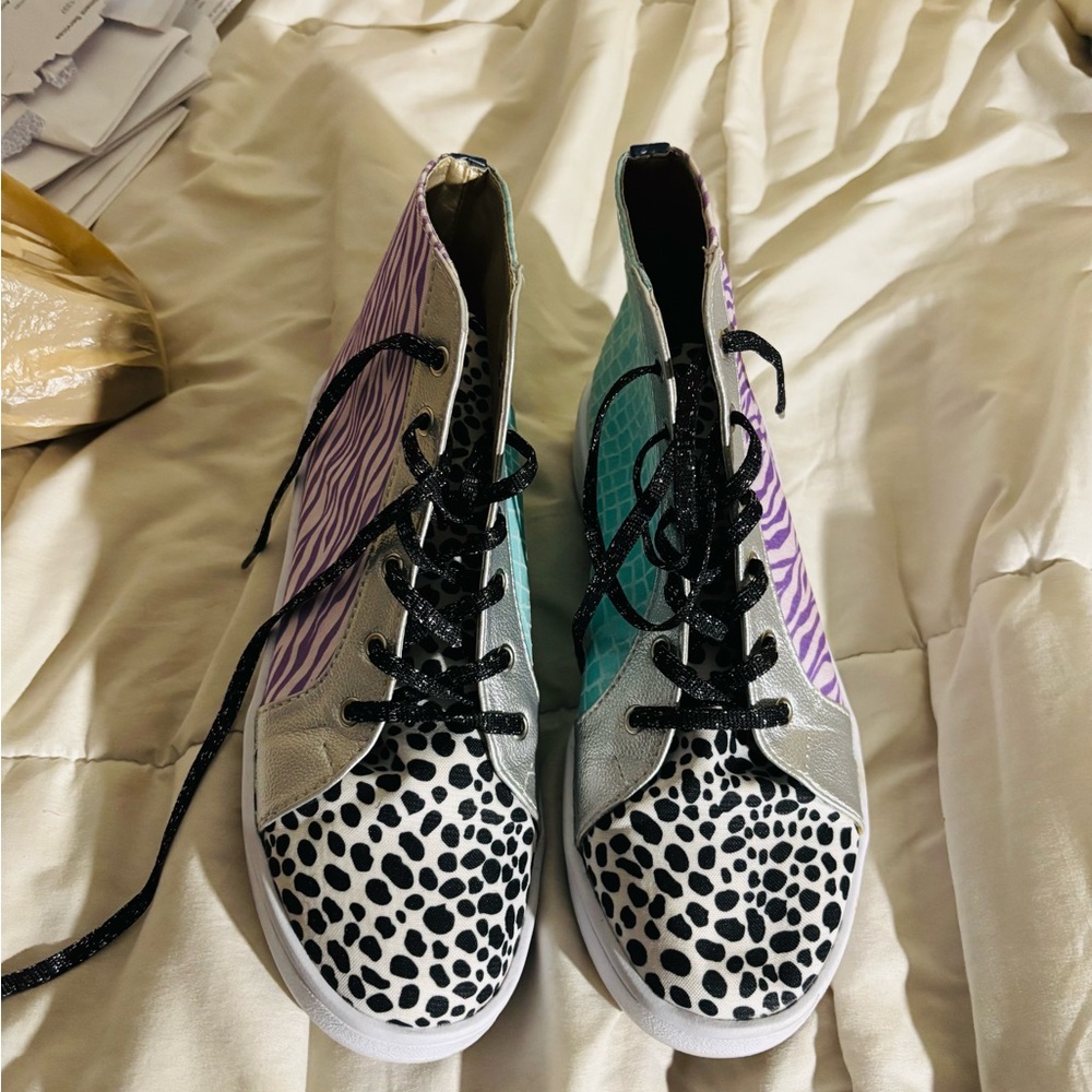 MKS, Stylish Multicolor High-Top Sneakers, Size 8